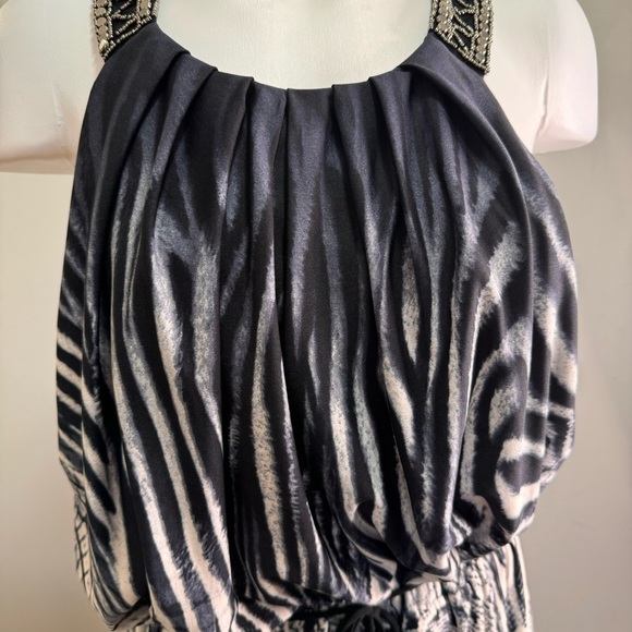 Sandra Darren Black & White Leopard Print Maxi Dress Size 16 - Picture 5 of 8